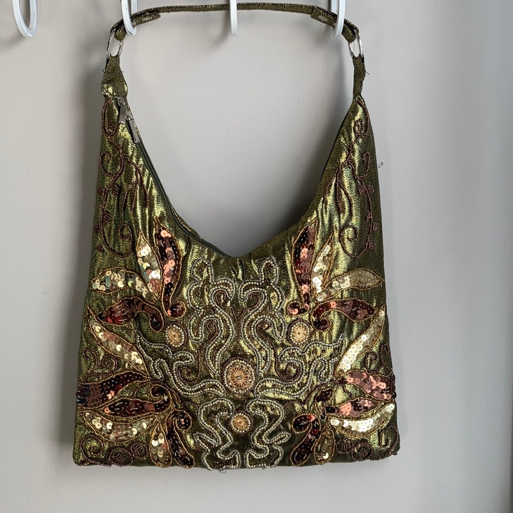 Boho Gold Beaded Hobo Bag